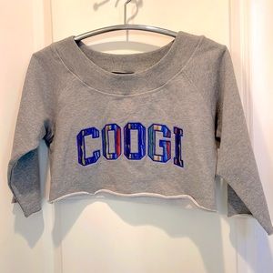 COOGI | Women’s COOGI Sport Crop 3/4 Sleeve Gray Sweater + Blue Logo, Size Sm